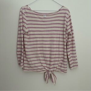 Old Navy Purple and Cream Striped Long Sleeve Top